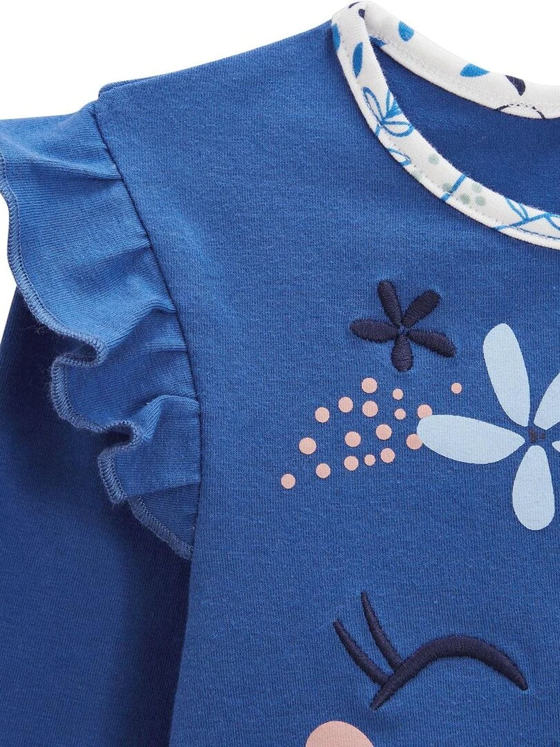 Pyjama bébé 2 pièces à pieds retroussables Océan d'amour   Bleu