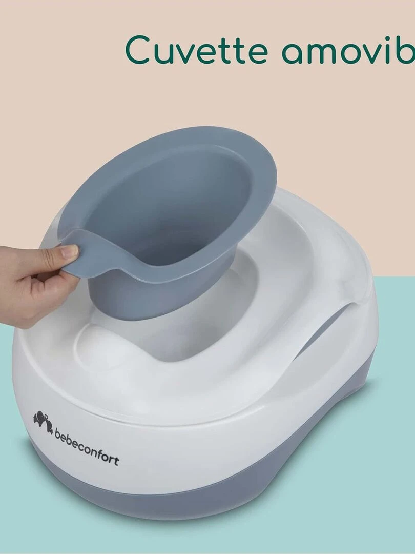 Bebeconfort Pot Bébé 3 en 1 : Pot d’apprentissage  réducteur de toilettes et marchepied   Blanc Bleu