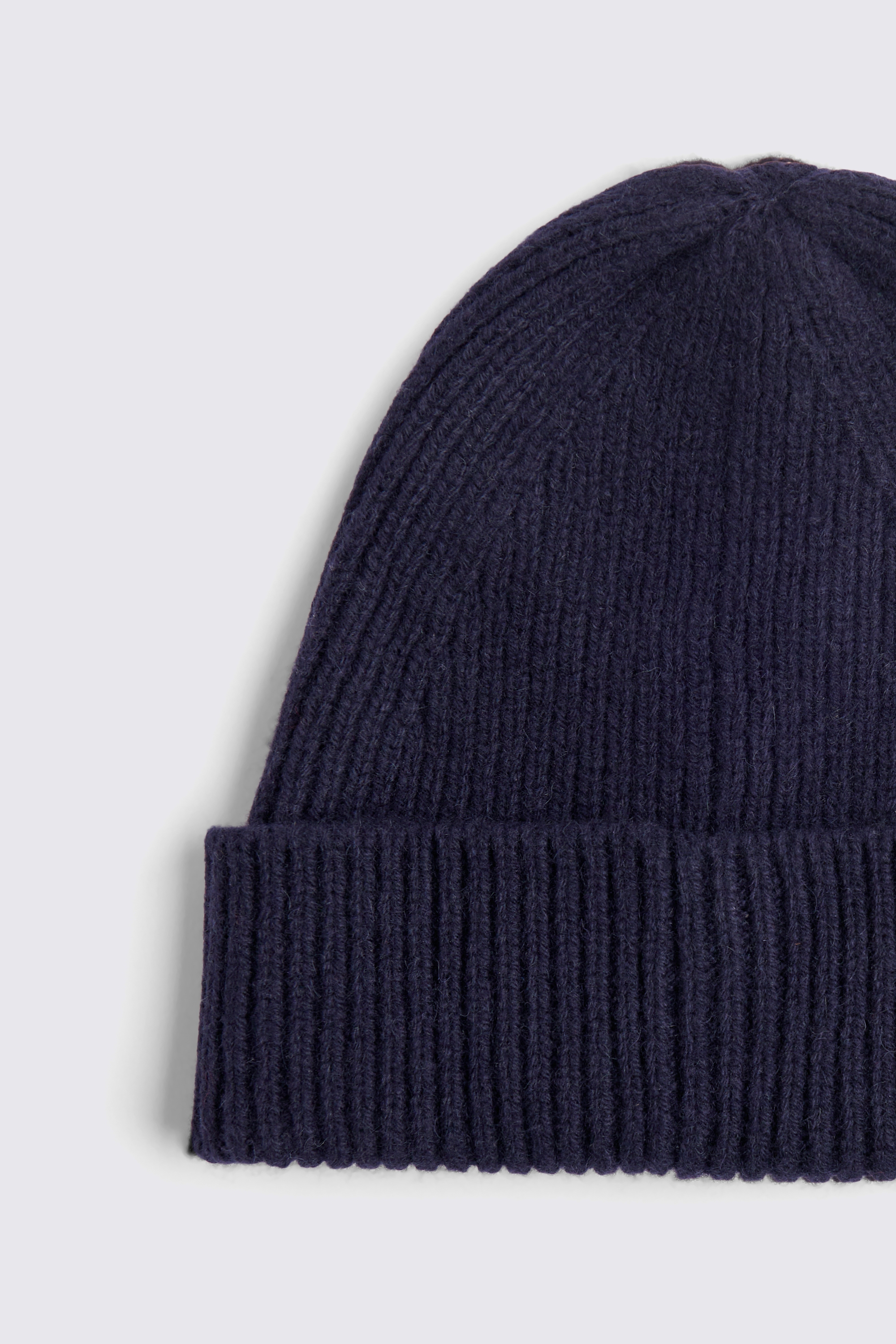 Navy Cashmere Blend Ribbed Beanie   Buy Online at Moss