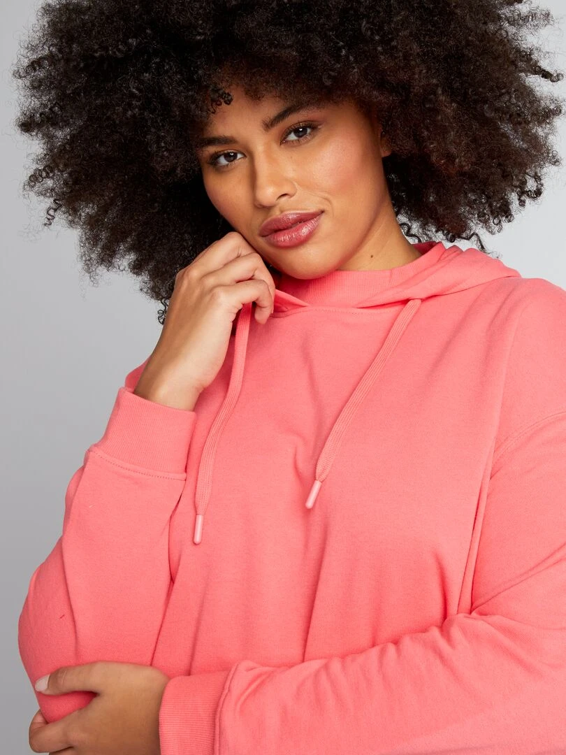 Sweat long à capuche   Rose
