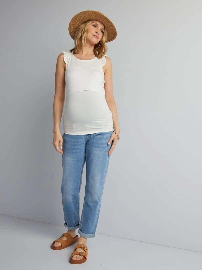 Top allaitement avec ouverture poitrine   blanc