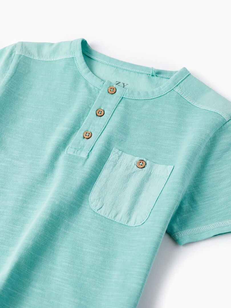 T Shirt en Coton avec Poche pour Garçon manches courtes   Vert