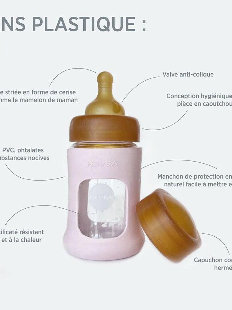 Biberon en verre zéro plastique avec housse de protection beige 1   Beige sable