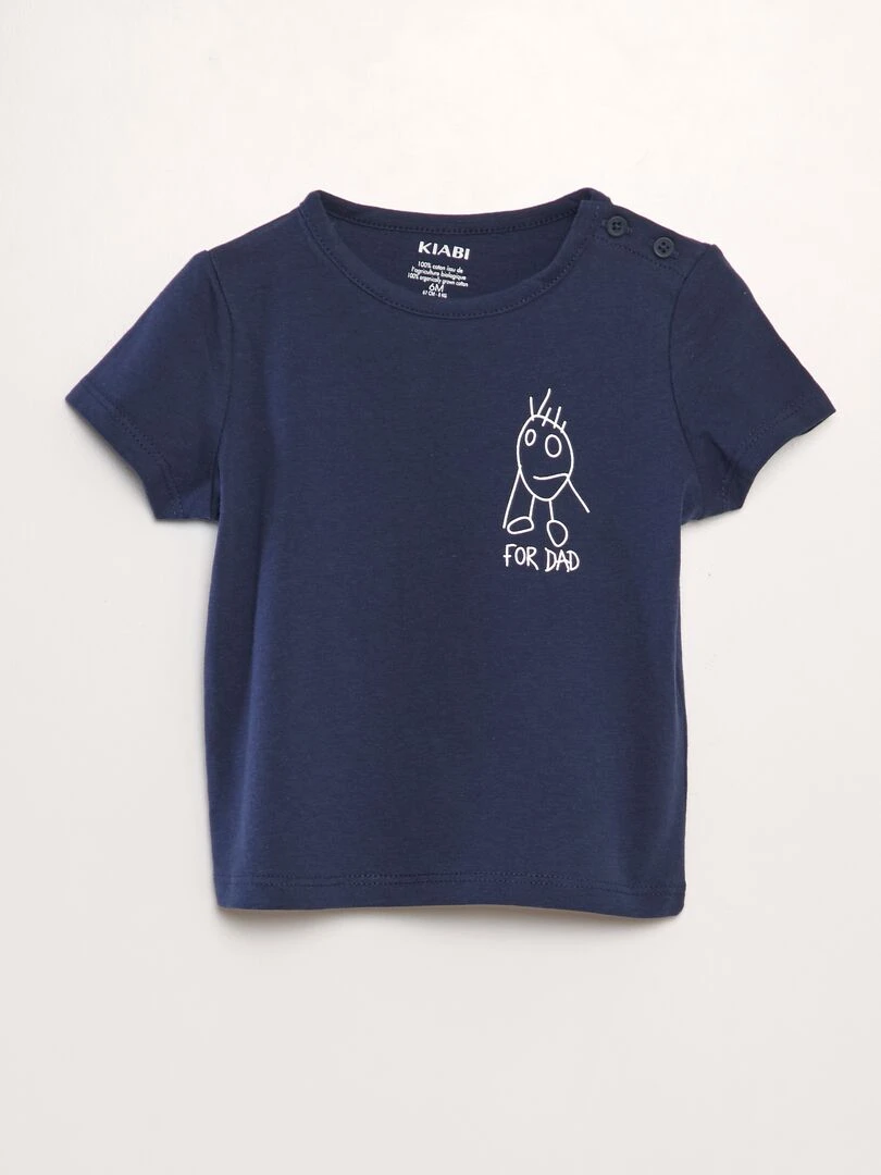 T shirt en coton à message Marine