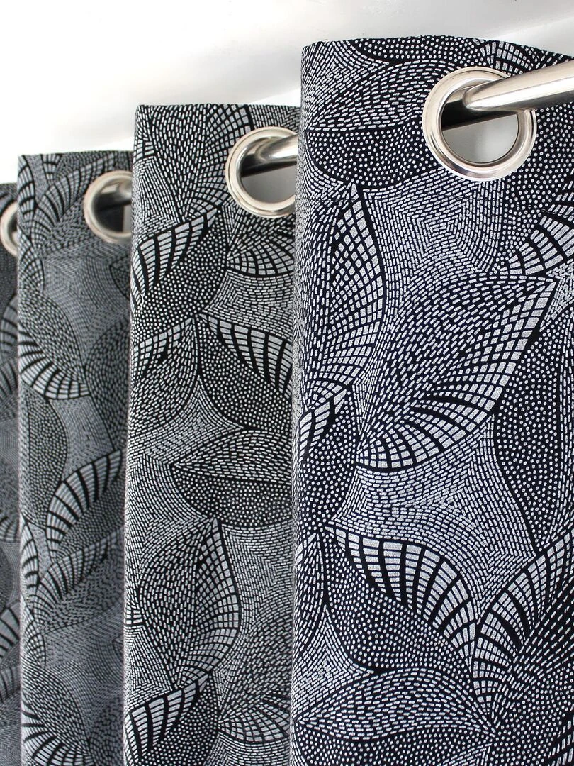 Rideau d'ameublement aux feuillages graphiques   Noir