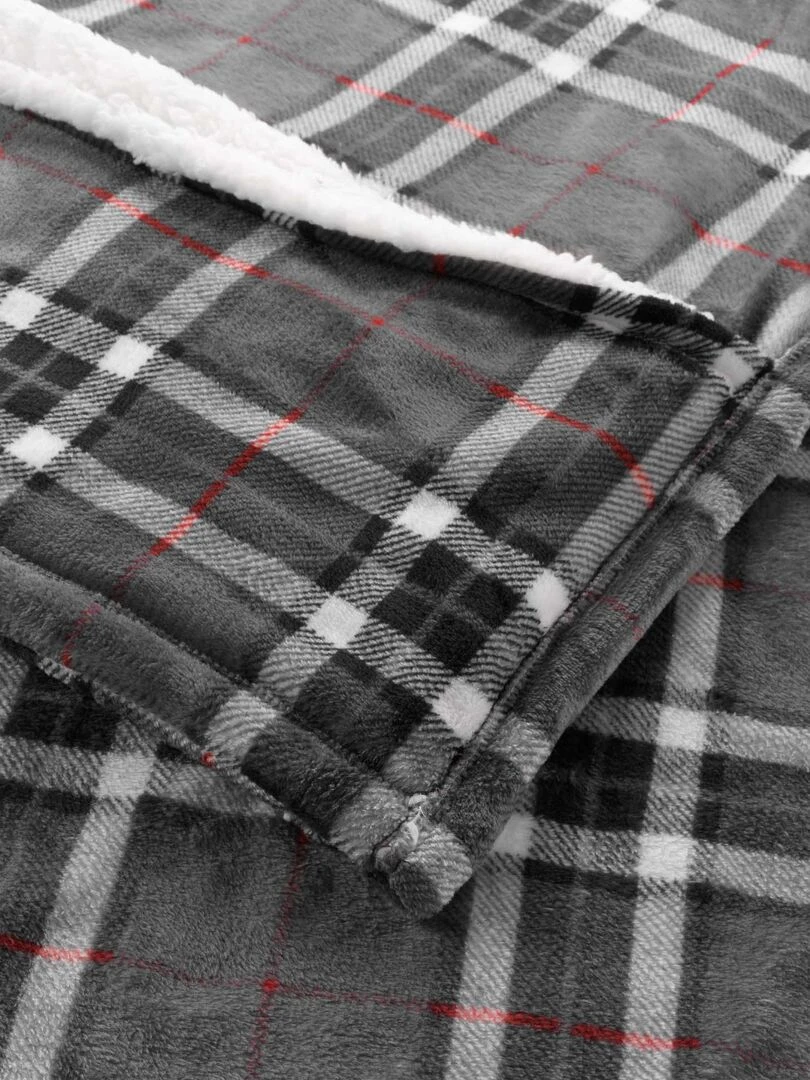 Plaid flanelle + poche pour pieds 125 x 150 cm Scottish   Gris