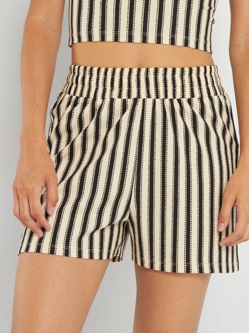 Short fluide rayé   Noir/blanc