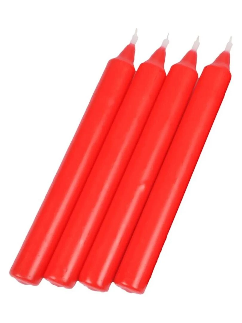 Lot de 4 bougies chandelier Collection Essentiel Rouge