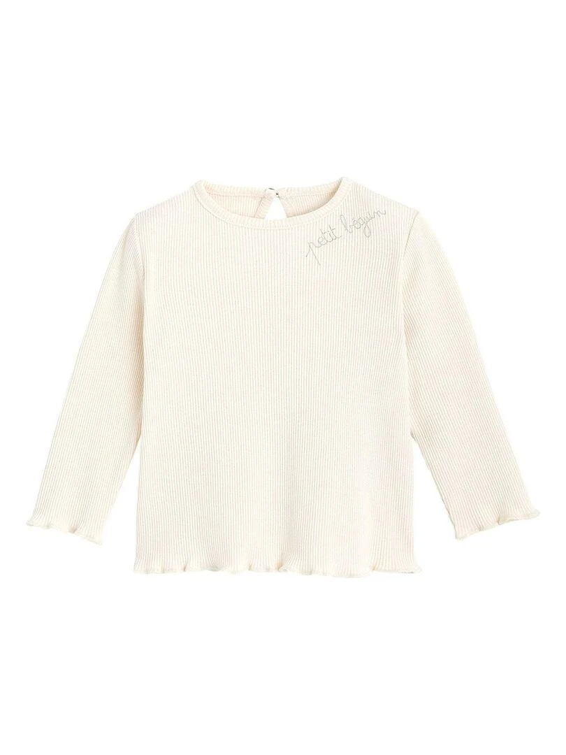 T shirt fille manches longues Beige