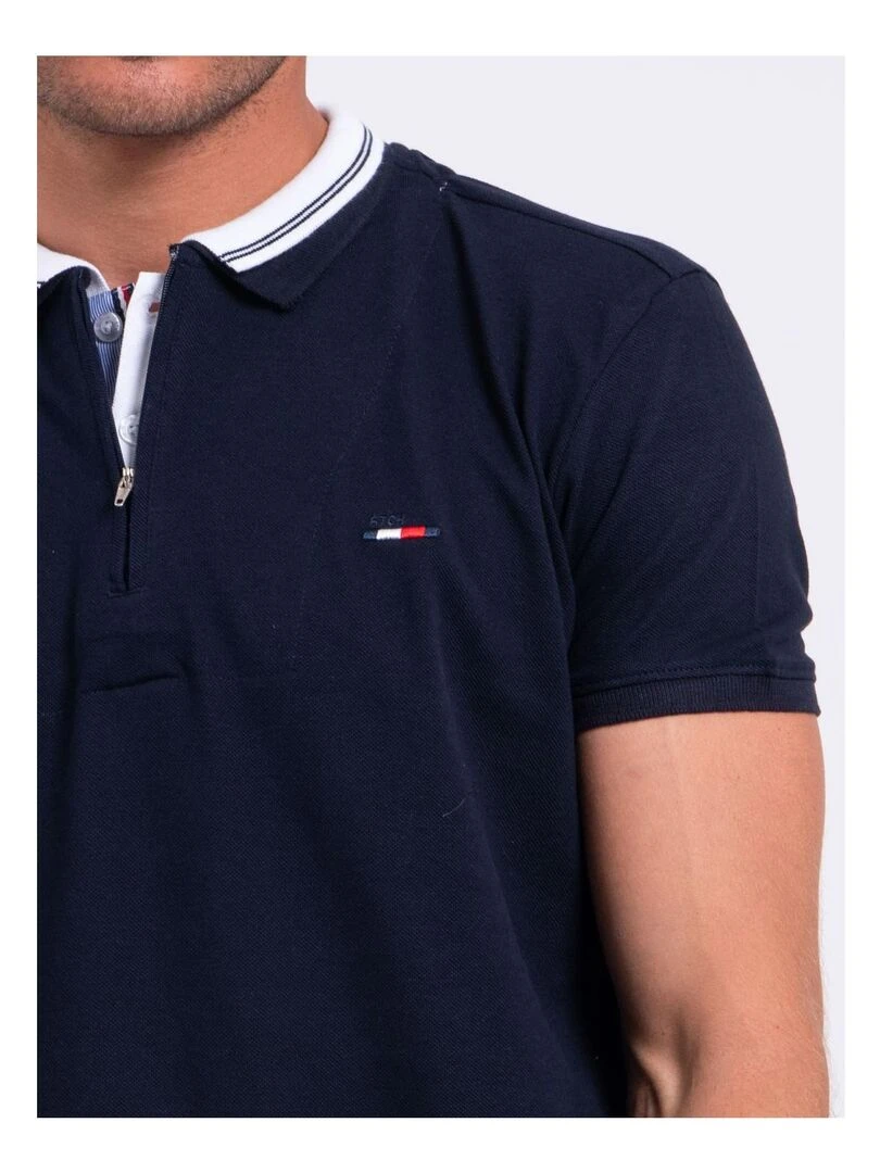Polo manches courtes pur coton POSTALO   Bleu marine