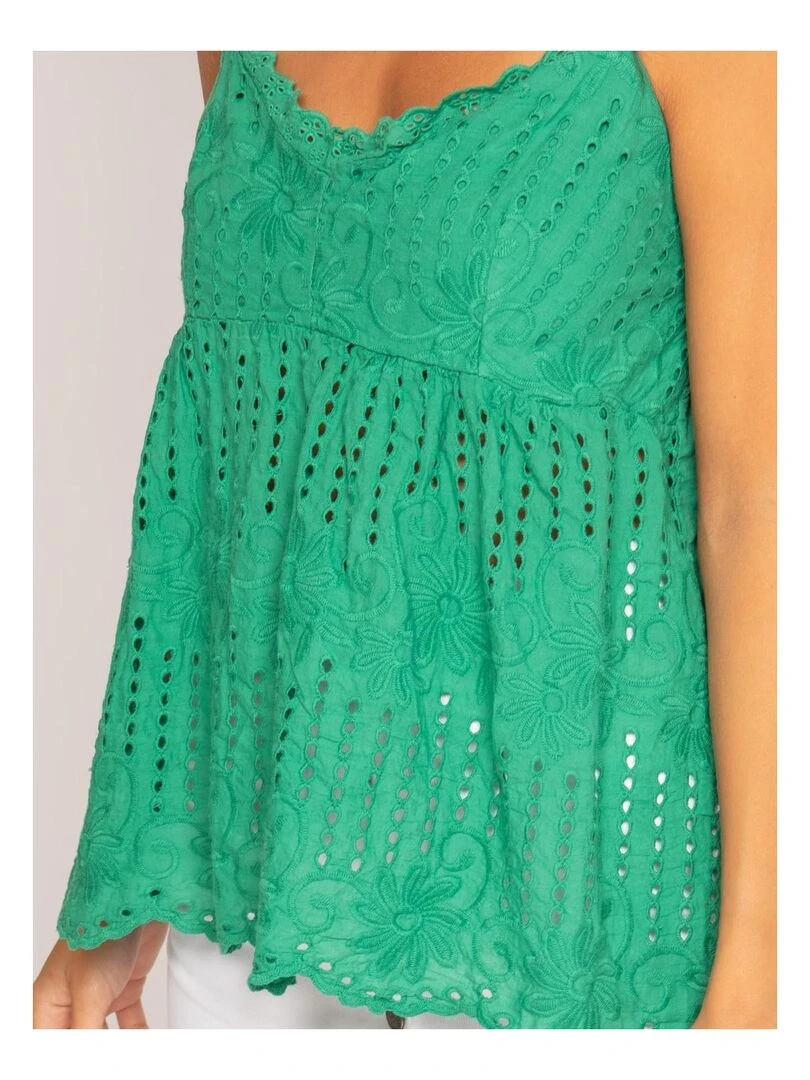 Top broderies anglaises FEVE   Vert