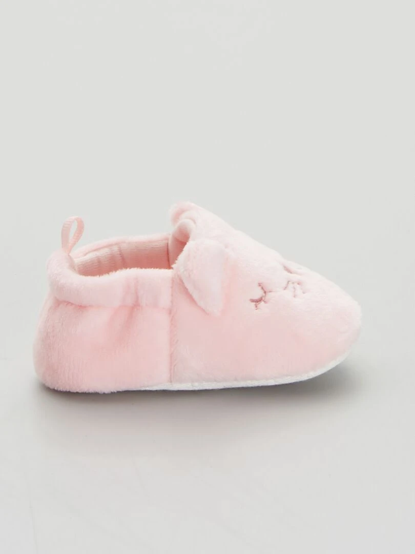 Chaussons bébé en velours Rose