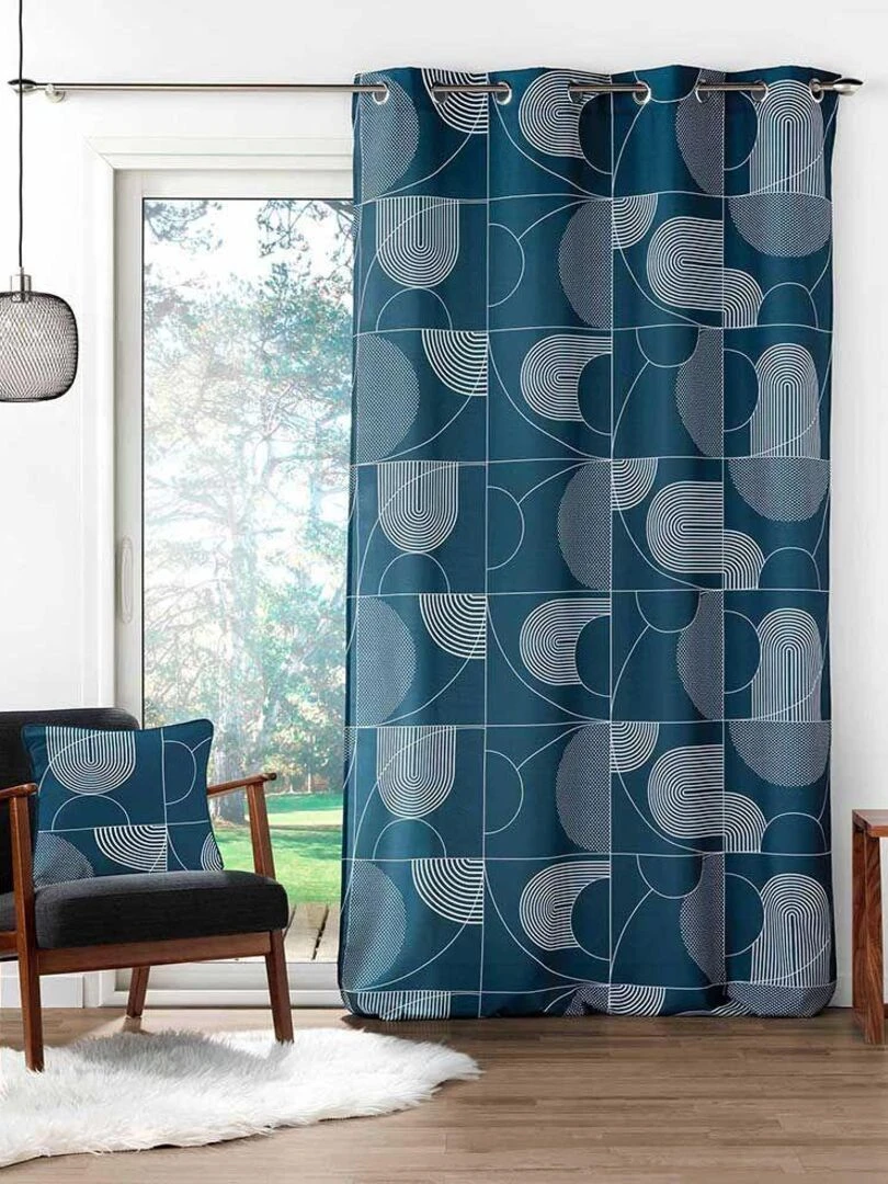 Lot de 2 rideaux Esquisse Bleu