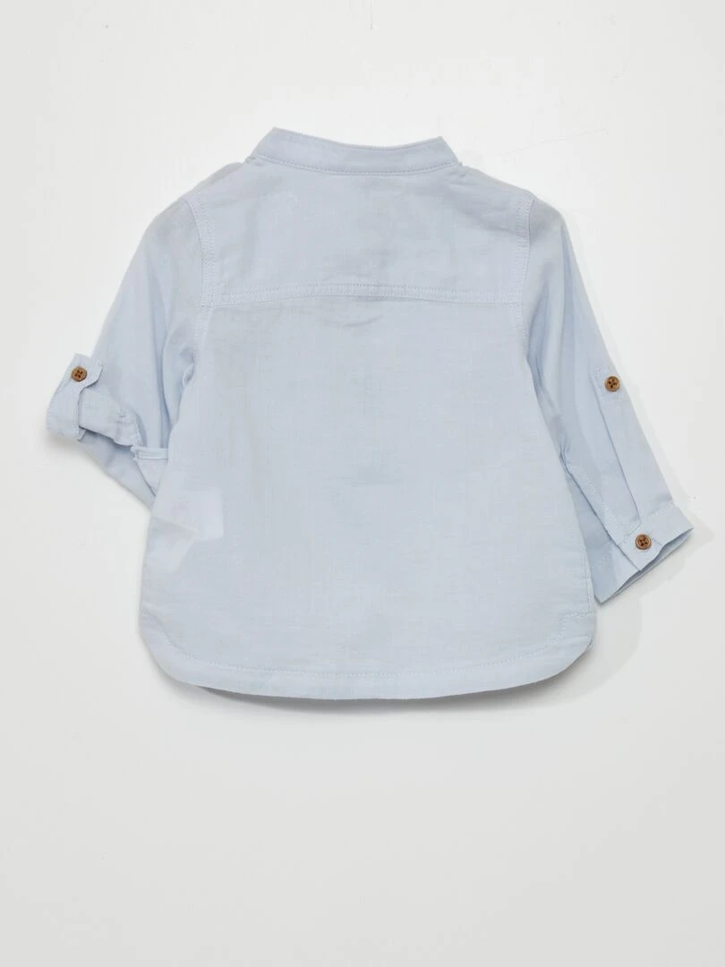 Chemise col tunisien Bleu ciel