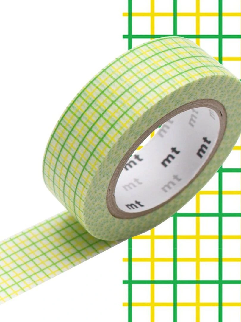 Masking tape quadrillé jaune et vert 1 5 cm x 7 m N/A