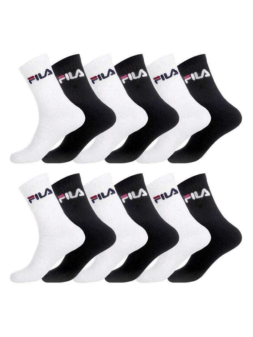 Lot de 12 Paires de Chaussettes Tennis homme Fila Noir