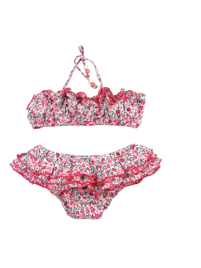 Maillot de Bain 2 pièces Fille Fleuri Liberty Rose SWAN 'LA FAUTE A VOLTAIRE' Rose