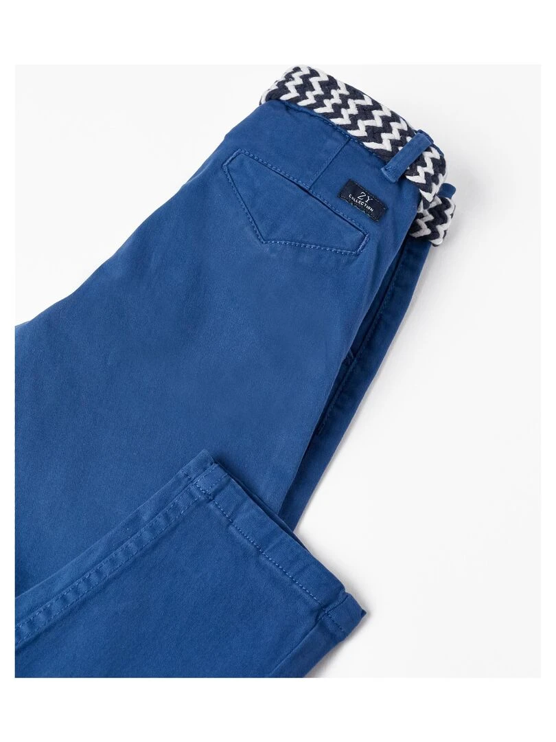 Pantalon en sergé de coton avec ceinture pour garçon  ATLANTIC COMPANY   Bleu foncé