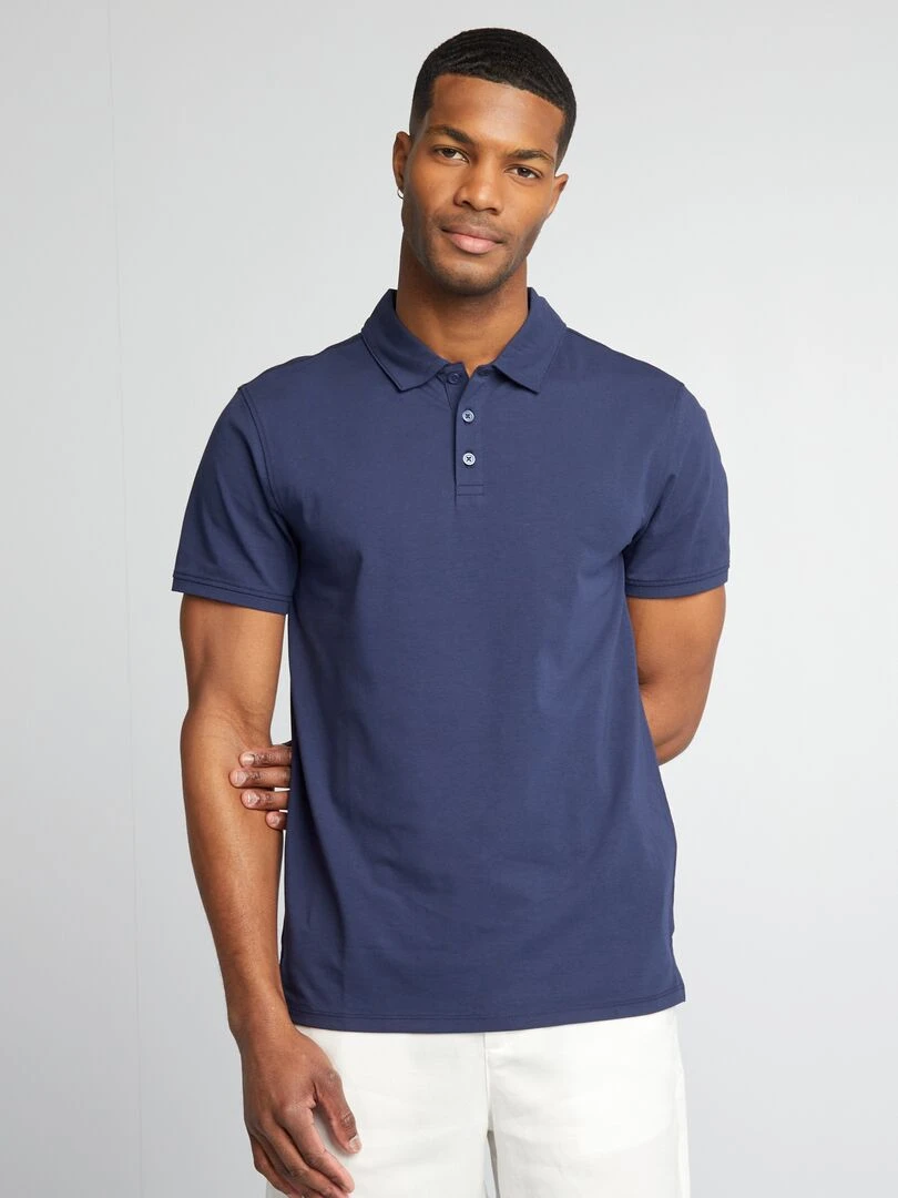 Polo stretch slim fit   Bleu marine