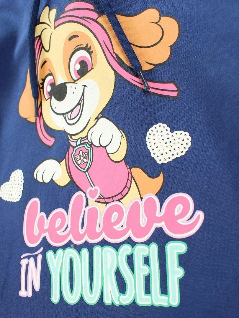 La Pat' Patrouille   Sweat fille imprimé La Pat' Patrouille en coton   Bleu marine