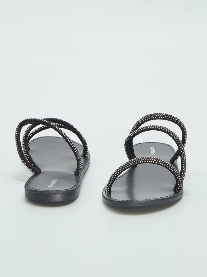 Mules avec brides à strass   Noir