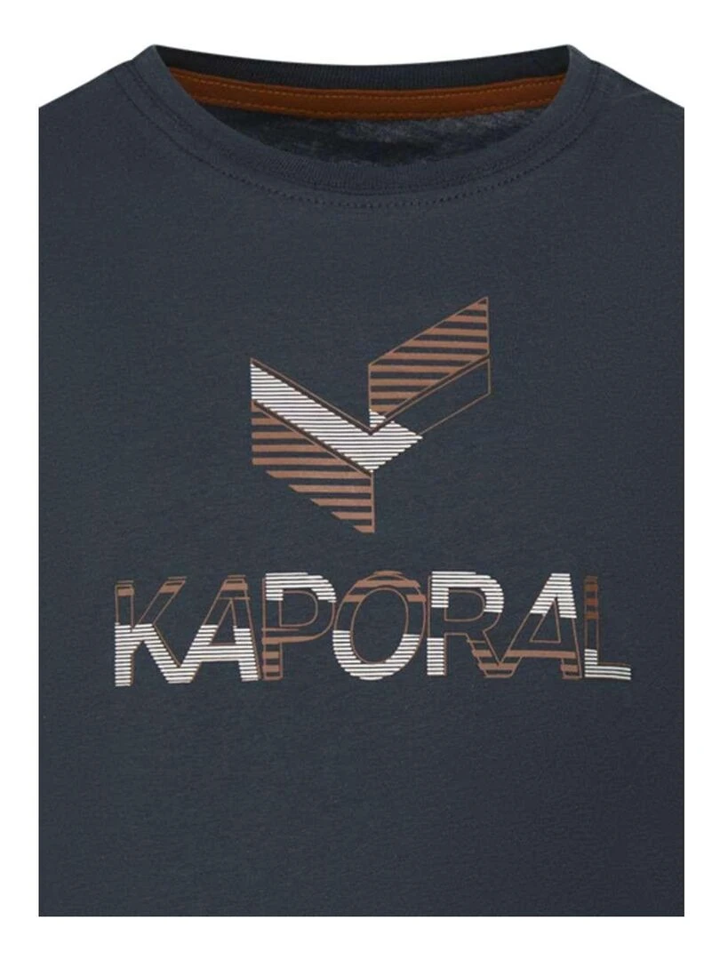 KAPORAL   T shirt coton col rond manches longues   Bleu marine