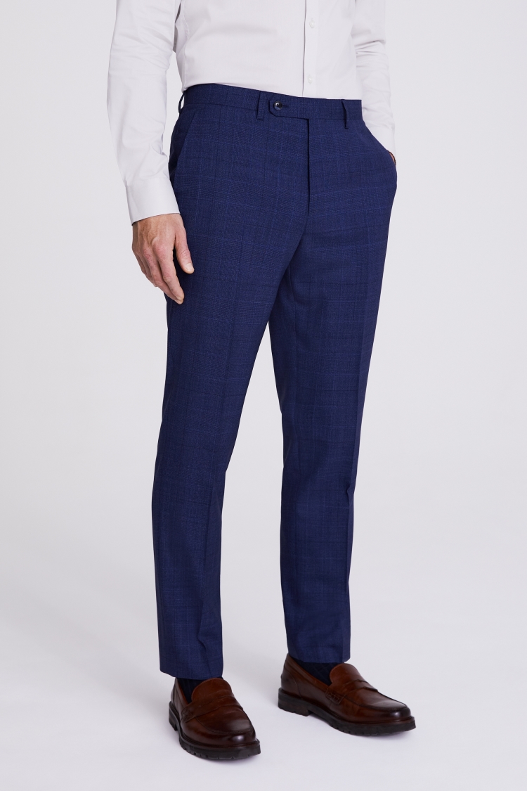 Italian Tailored Fit Blue Check Jacket   Buy Online at Moss