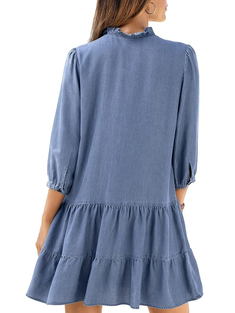 Robe estivale manches trois quarts French Summer Bleu