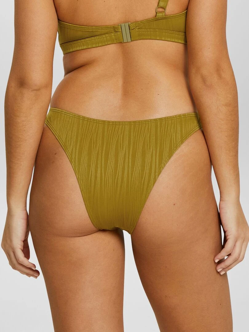 Culotte de bain échancrée taille haute Vert