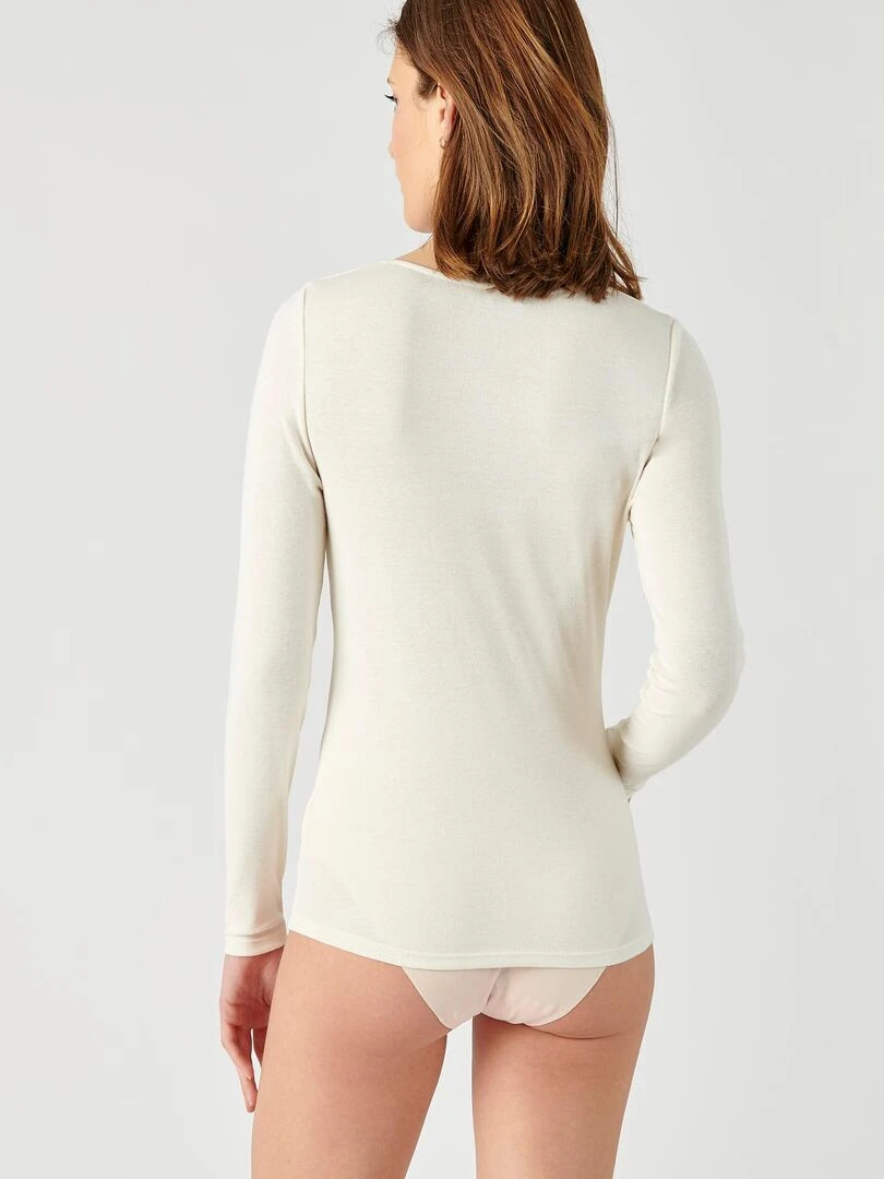 T shirt dentelle manches longues Thermolactyl Sensitive   Damart   Blanc Ecru Blanc