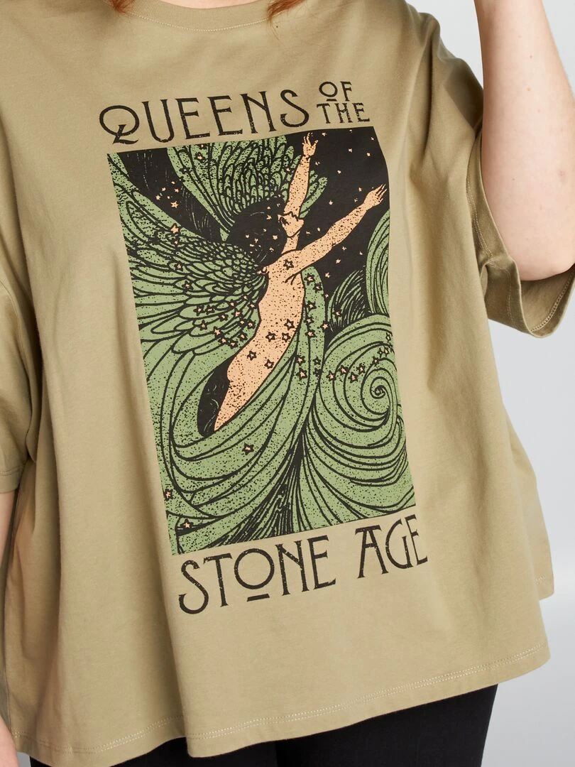 T shirt 'Queens of the stone age' à col rond Vert