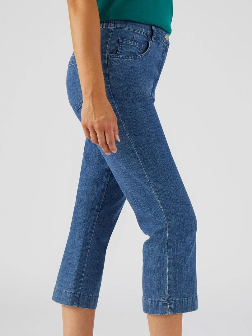 Pantacourt jean extensible 5 poches. Damart Bleu foncé