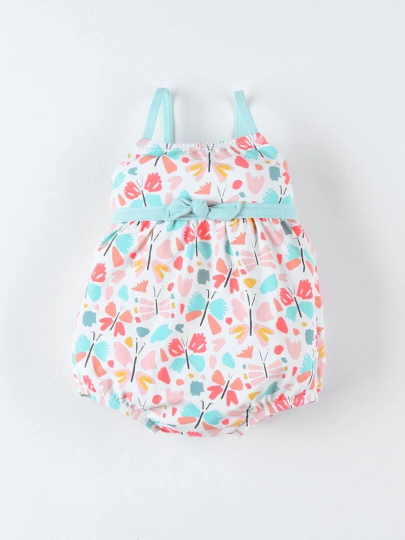 Maillot double protection à imprimé papillon multicolore Archimède Rose