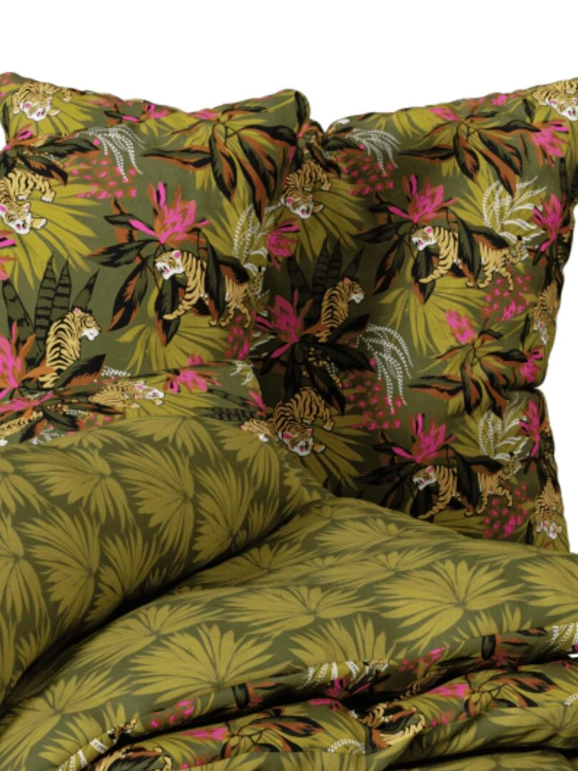 Parure de lit 3 pièces imprimée tropical Kaki