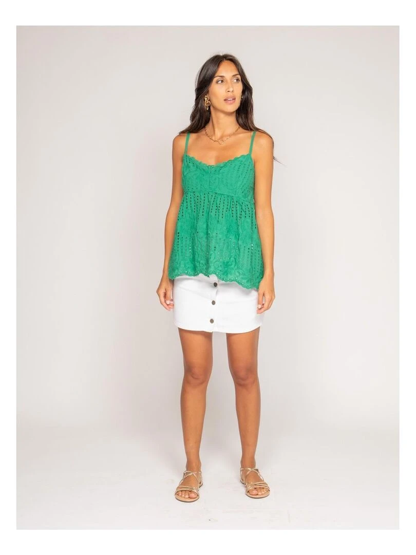 Top broderies anglaises FEVE   Vert