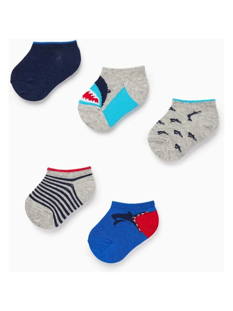 Lot 5 Paires de Socquettes pour Bébé Garçon 'Requin' ESSENTIALS LINE Multicolore