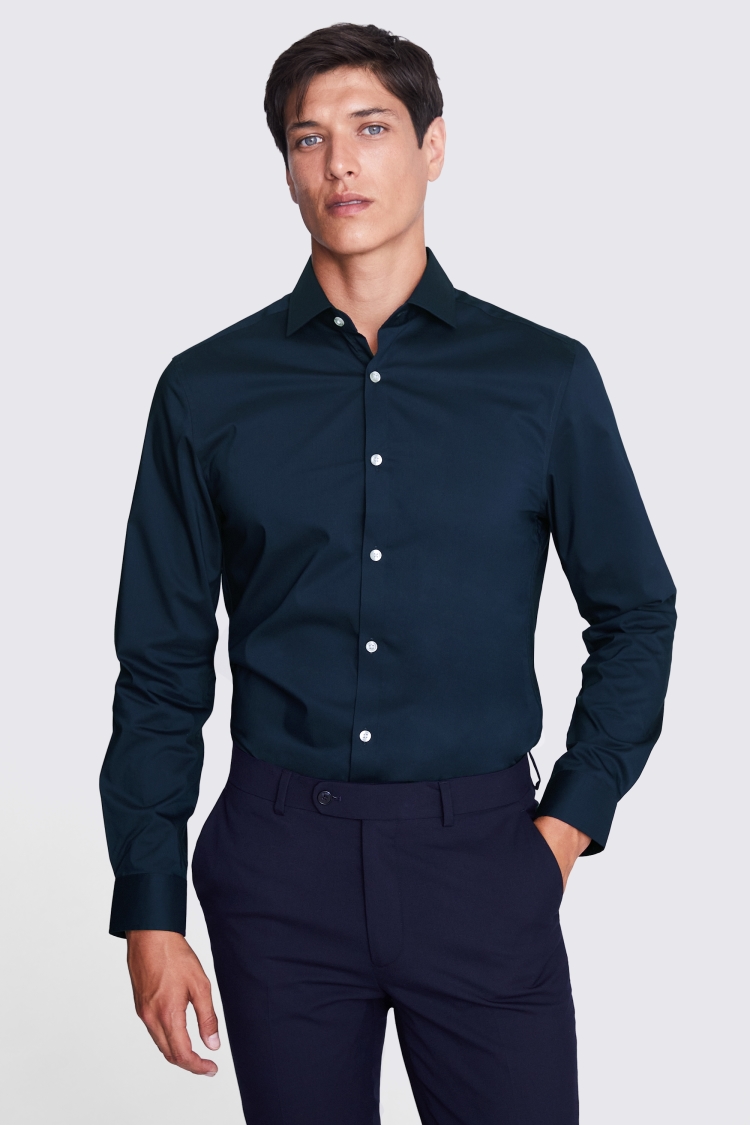 Slim Fit Dark Blue Stretch Shirt Buy Online at Moss