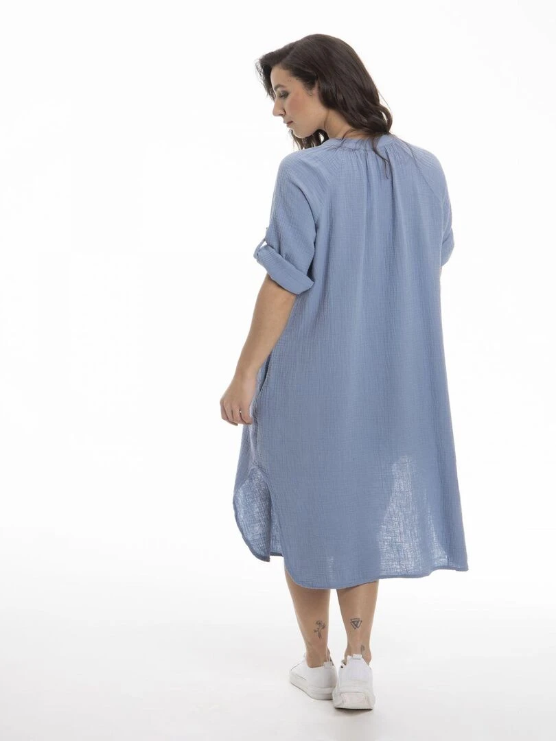 Robe col tunisien RUSSEL   Gérard Pasquier   Bleu foncé