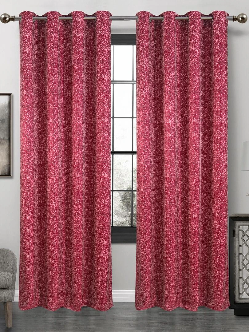 Paire de rideaux obscurcissant à point blanc Rouge