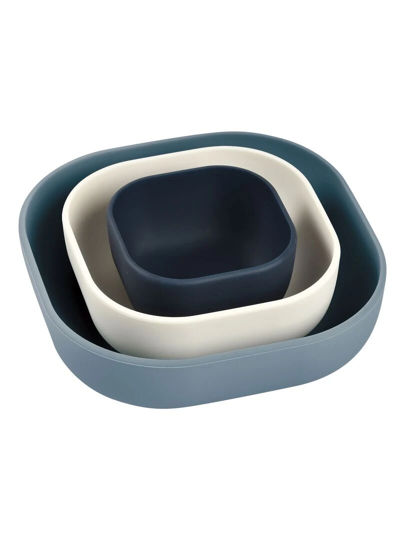 Lot de 3 bols silicone gigogne night/cotton/baltic Bleu