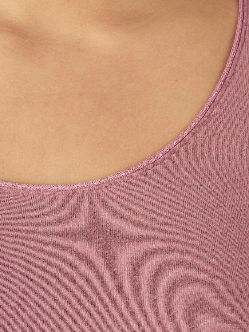Tee shirt manches longues Thermolactyl Sensitive biais fils brillants Damart Mauve