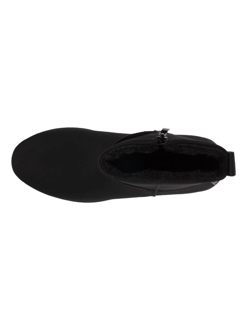 Bottines Femme Zip Effet Nubuck Noir Noir