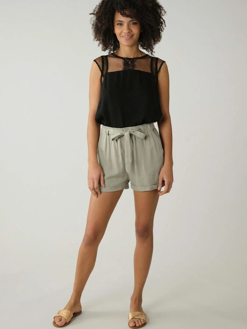 Blouse satinée pour femme 'Deeluxe' Noir