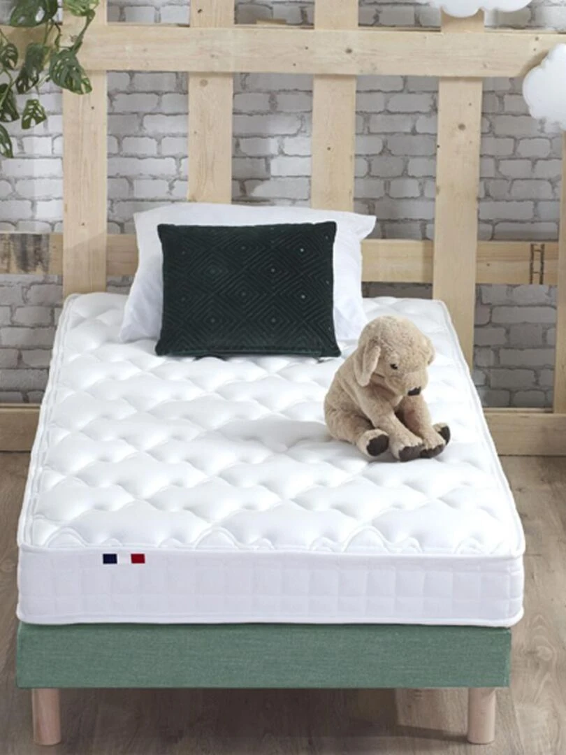 Ensemble Matelas accueil mémoire de forme MAM AZUR + Sommier Made in France   Sommier Vert celadon   Blanc Vert