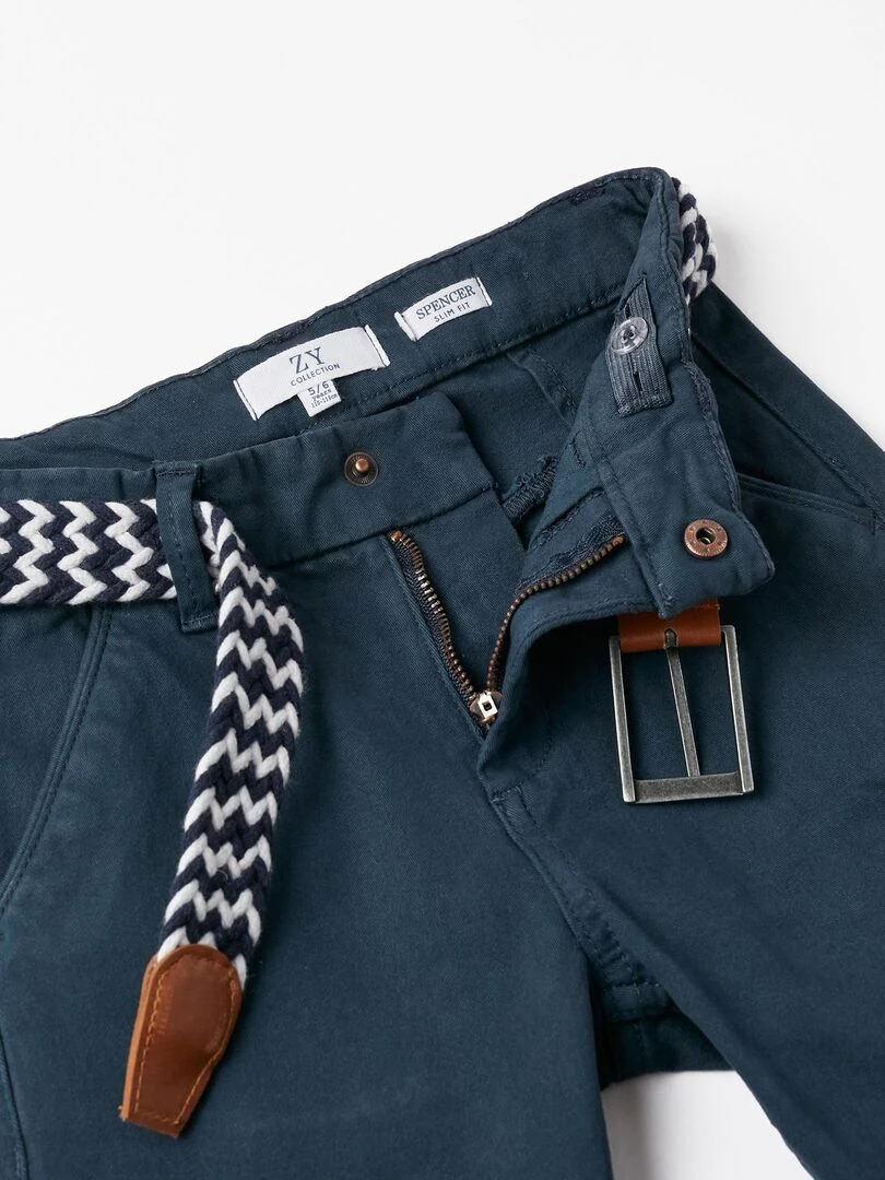 Pantalon en sergé avec ceinture pour garçon 'Slim Fit'  ATLANTIC COMPANY   Bleu foncé