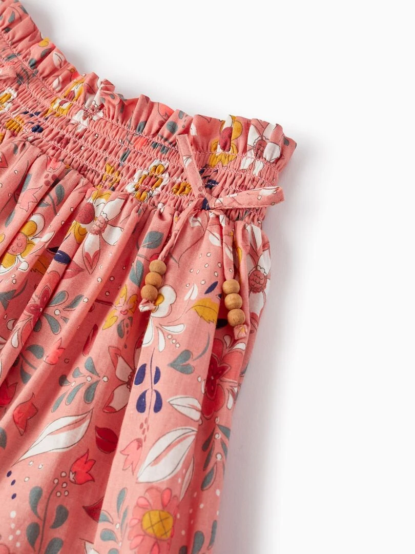 Jupe En Coton À Motif Floral Pour Fille   Orange clair