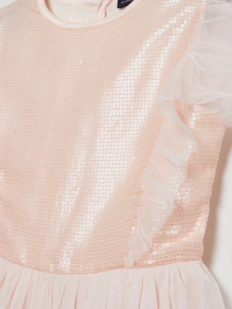 Robe de cérémonie mi longue à sequins ROSE