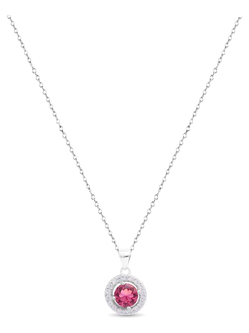 Collier legend en argent 925 et rubis zirconium rhodié Rose