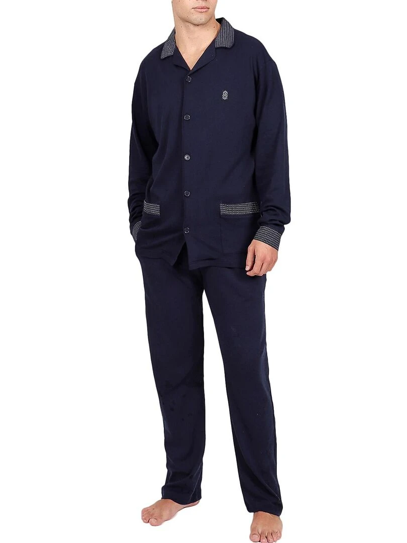 Tenue d'intérieur pyjama pantalon chemise Mazarine Bleu marine