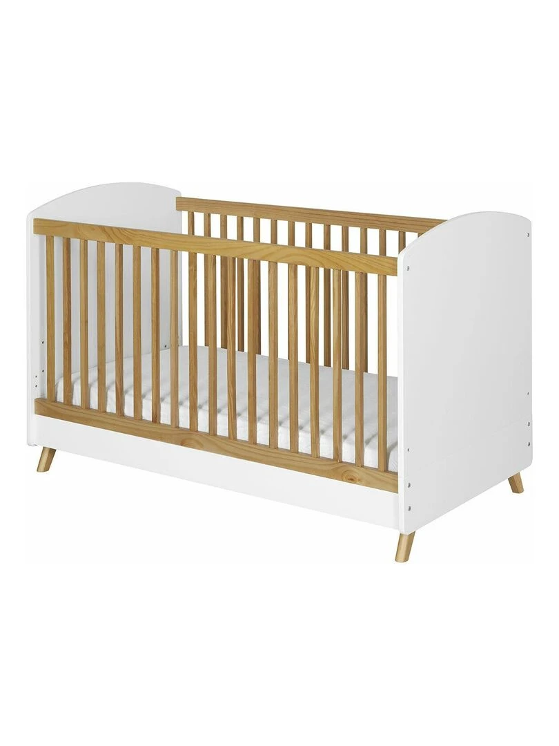 Pack lit bébé évolutif avec matelas Kombu AKITEN RETAIL Blanc Marron